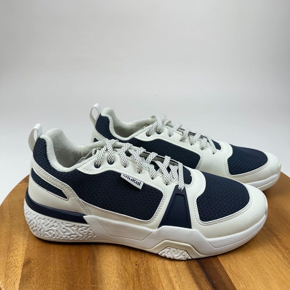 NWT Mens Olukai Anau Bright White Indigo Athletic Pickleball Sneakers Size 9.5 D